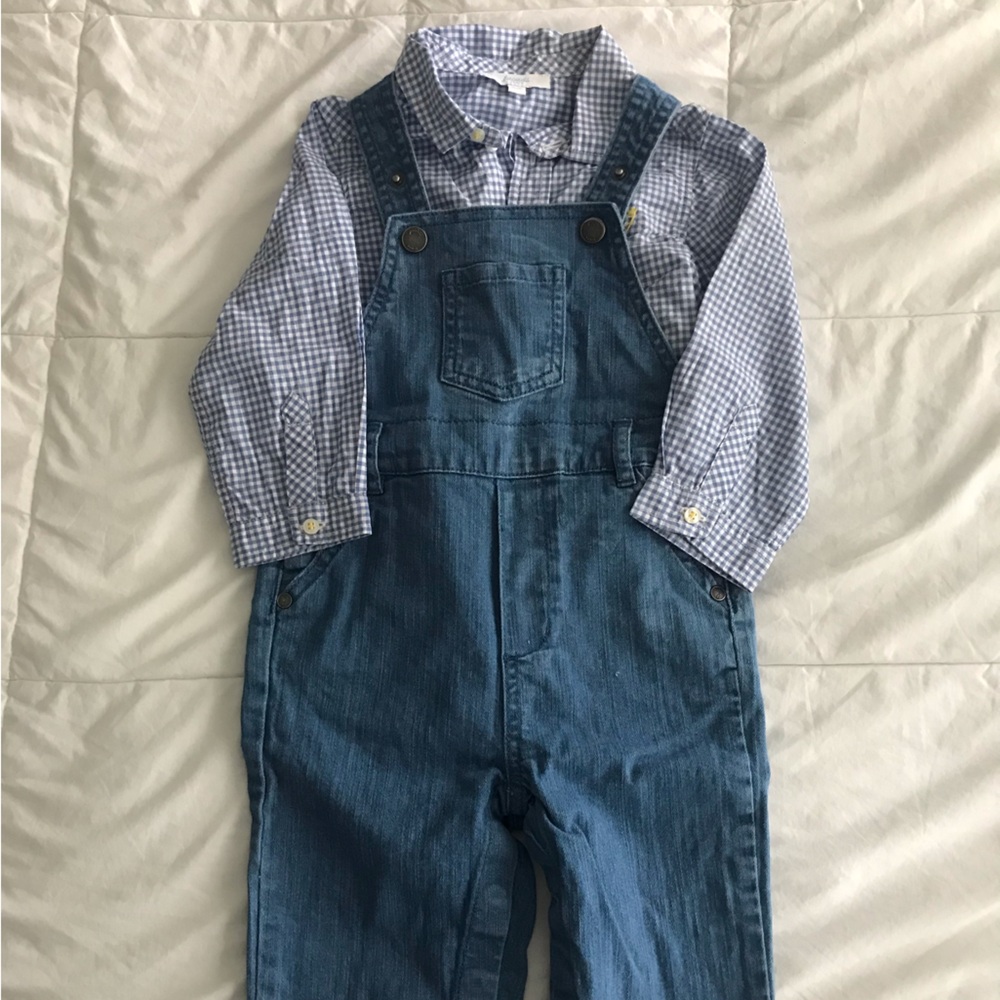 Beautiful Overalls/Shirt Set from Jacadi Paris Size 18M